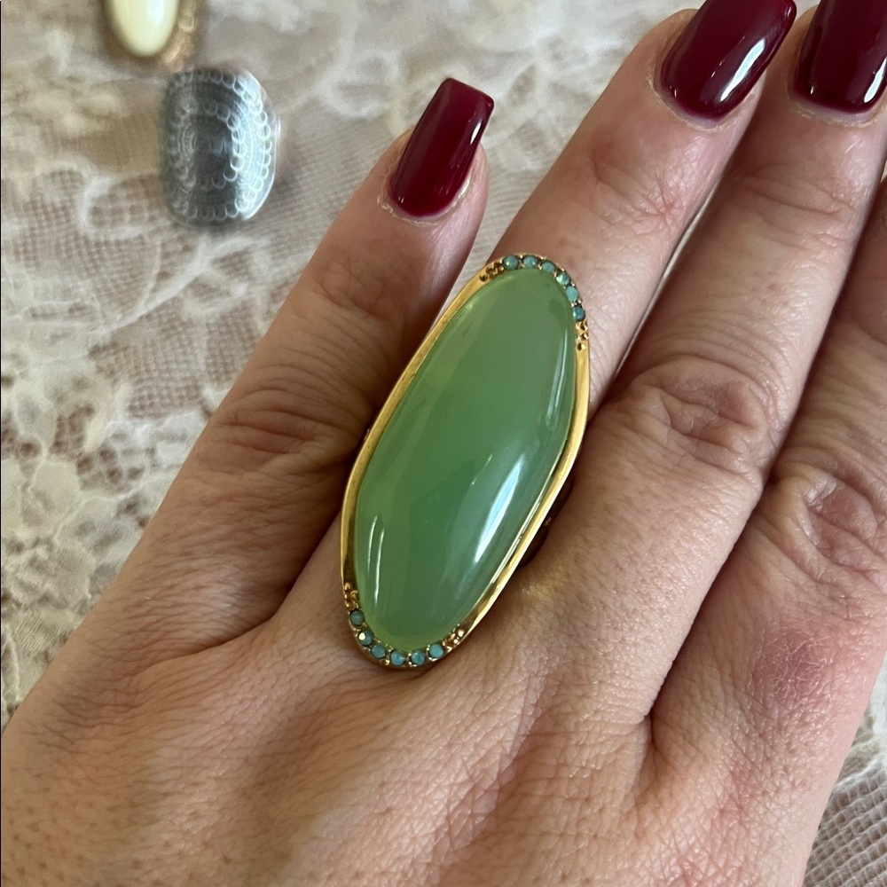 Elegant Green and Gold Statement Ring